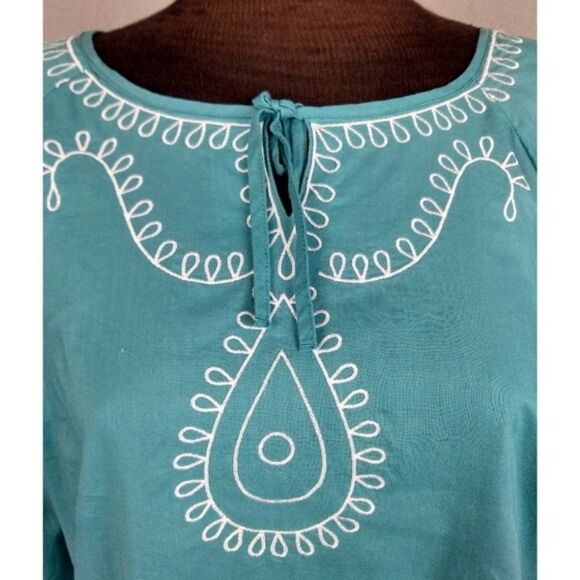 Prana Embroidered Boho Peasant Blouse Size large - Picture 4 of 10